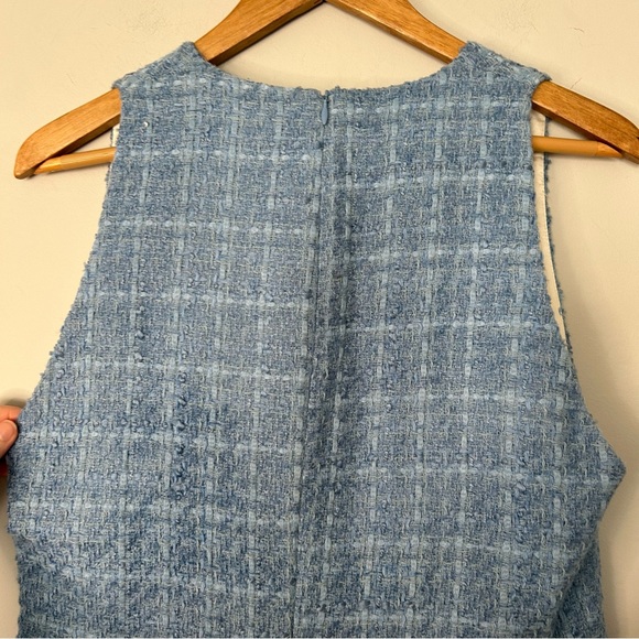 Zara Blue Tweed V-Neck Romper Blogger Favorite - Picture 4 of 8